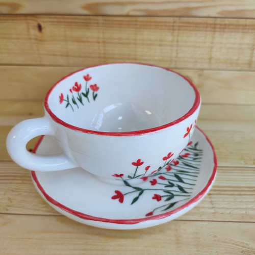 فنجان و نعلبکی سرامیکی با رنگ ثابت