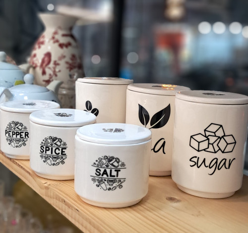 ست شش تکه پا سماوی و جا ادویه سرامیکی