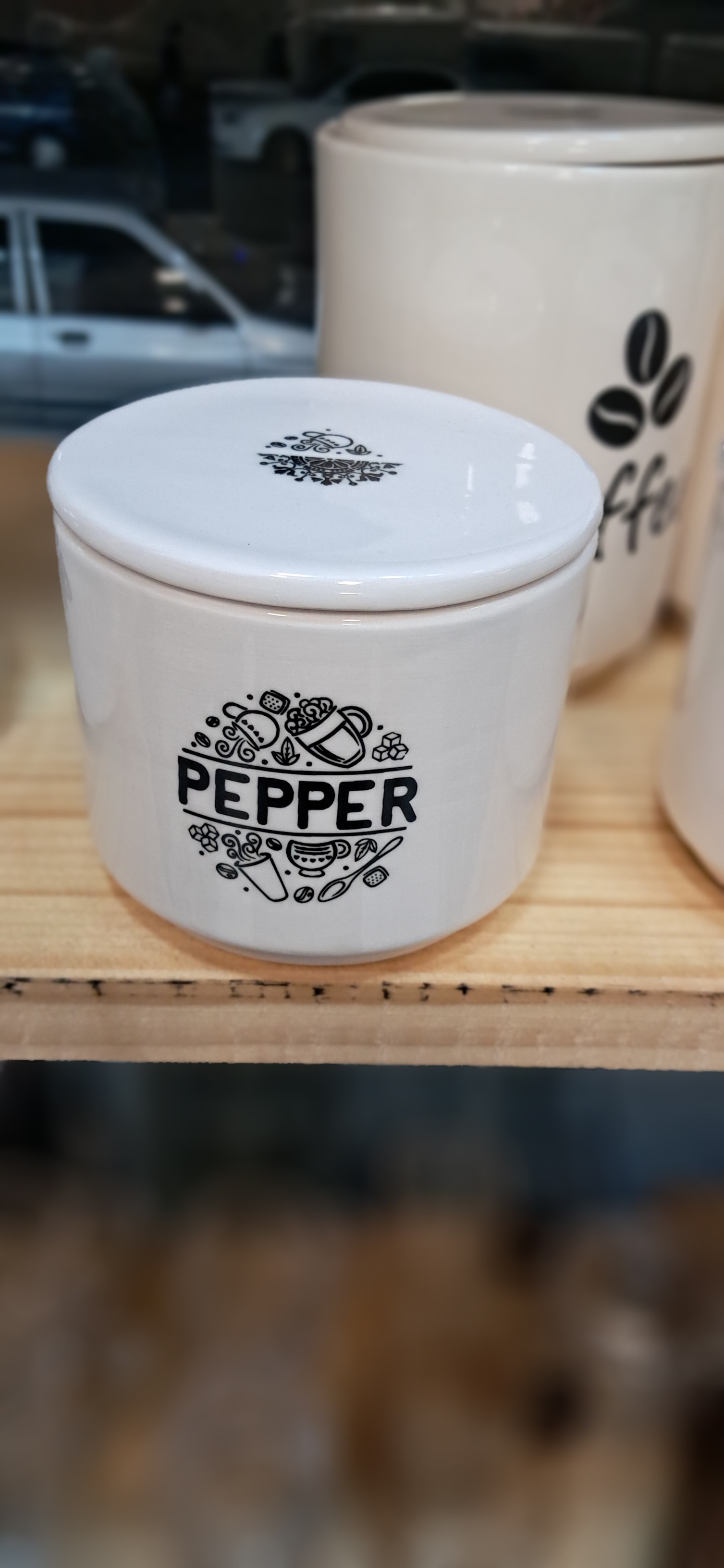 ست شش تکه پا سماوی و جا ادویه سرامیکی